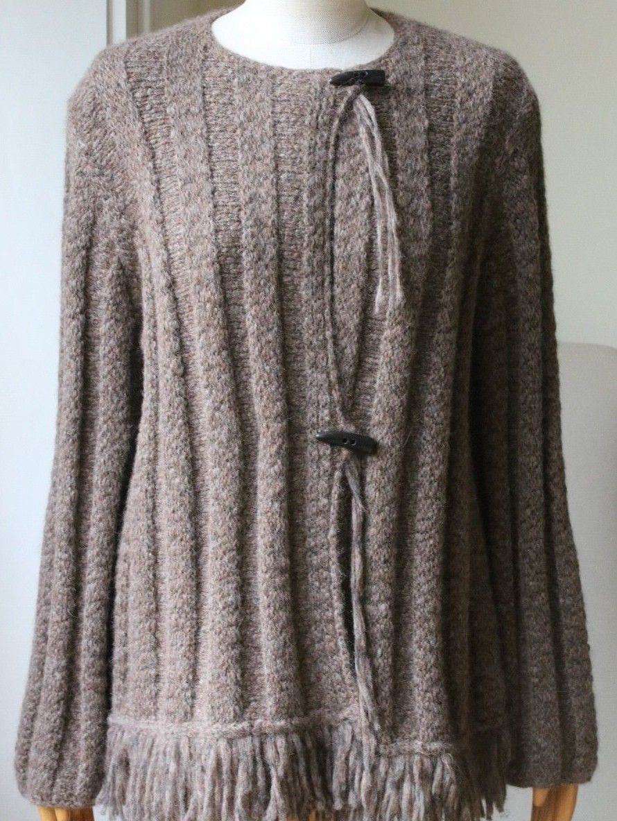 image of RAQUEL ALLEGRA DUFFLE FRINGE CARDIGAN UK 8