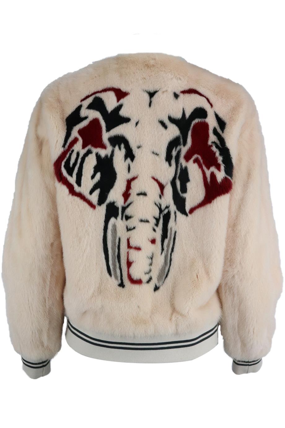 image of YVES SALOMON PRINTED MINK FUR BOMBER JACKET FR 36 UK 8