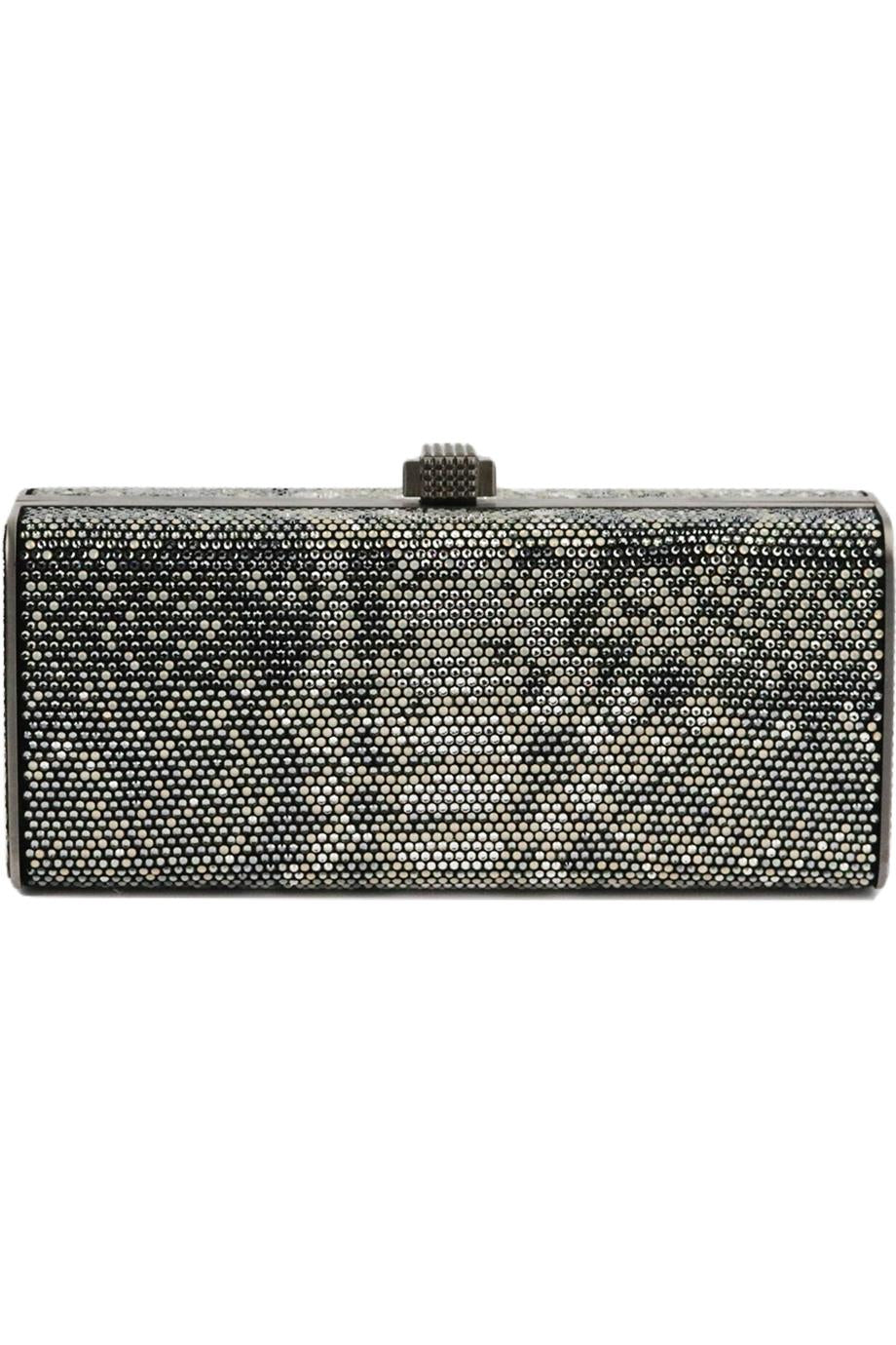 image of STARK BRILLIANCE CRYSTAL EMBELLISHED SUEDE BOX CLUTCH