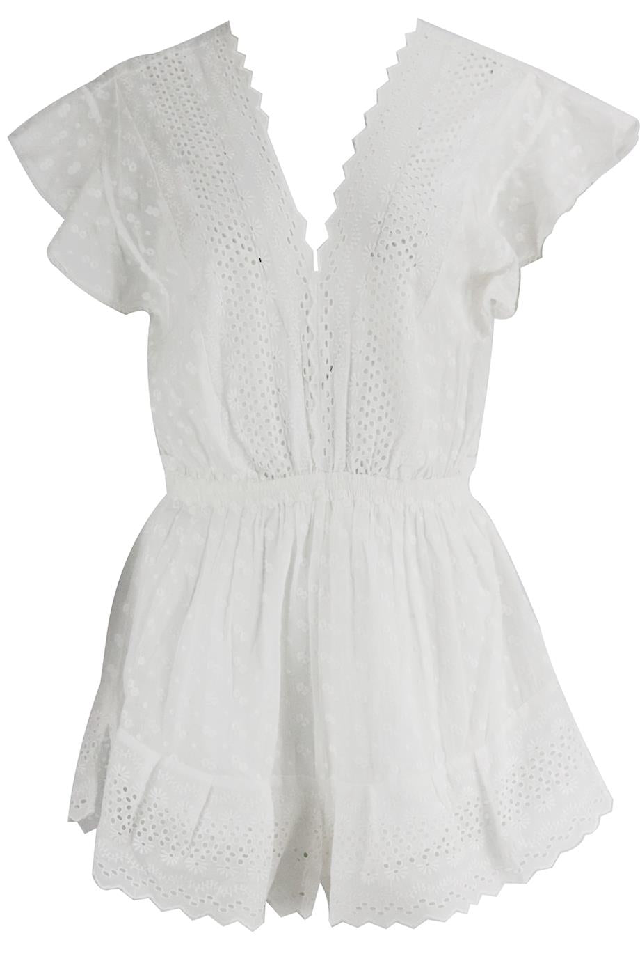 image of ISABEL MARANT ÉTOILE EMBROIDERED COTTON PLAYSUIT FR 36 UK 8