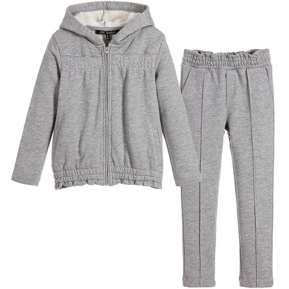 image of LILI GAUFRETTE BABY GIRLS GREY GLITTERY TRACKSUIT 3 YEARS