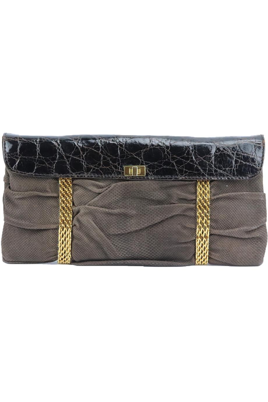 Image of VBH CROCODILE AND SNAKE EFFECT SUEDE CLUTCH