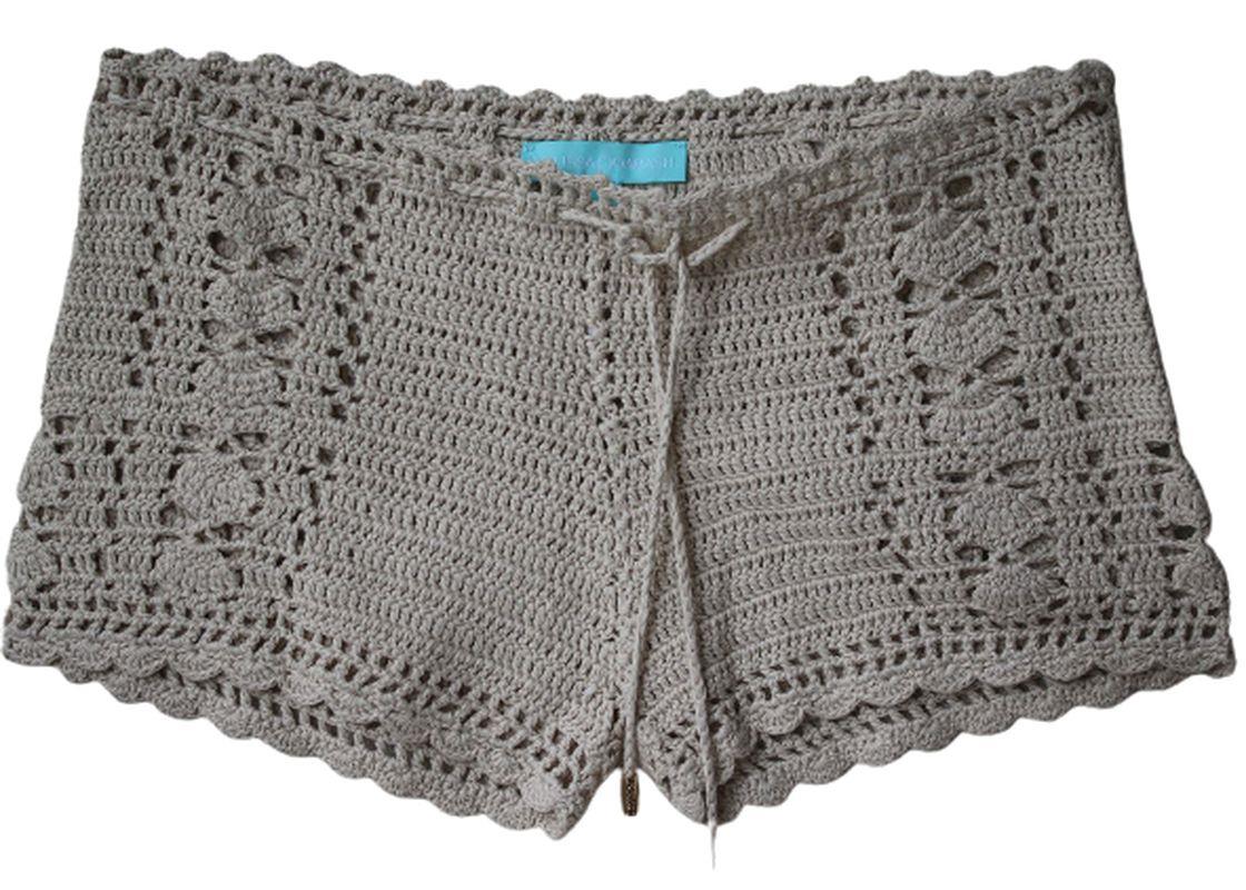 Image of MELISSA ODABASH ALICIA CROCHET BLACK SHORTS SMALL