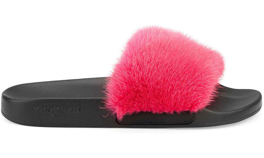 givenchy pink fur slides