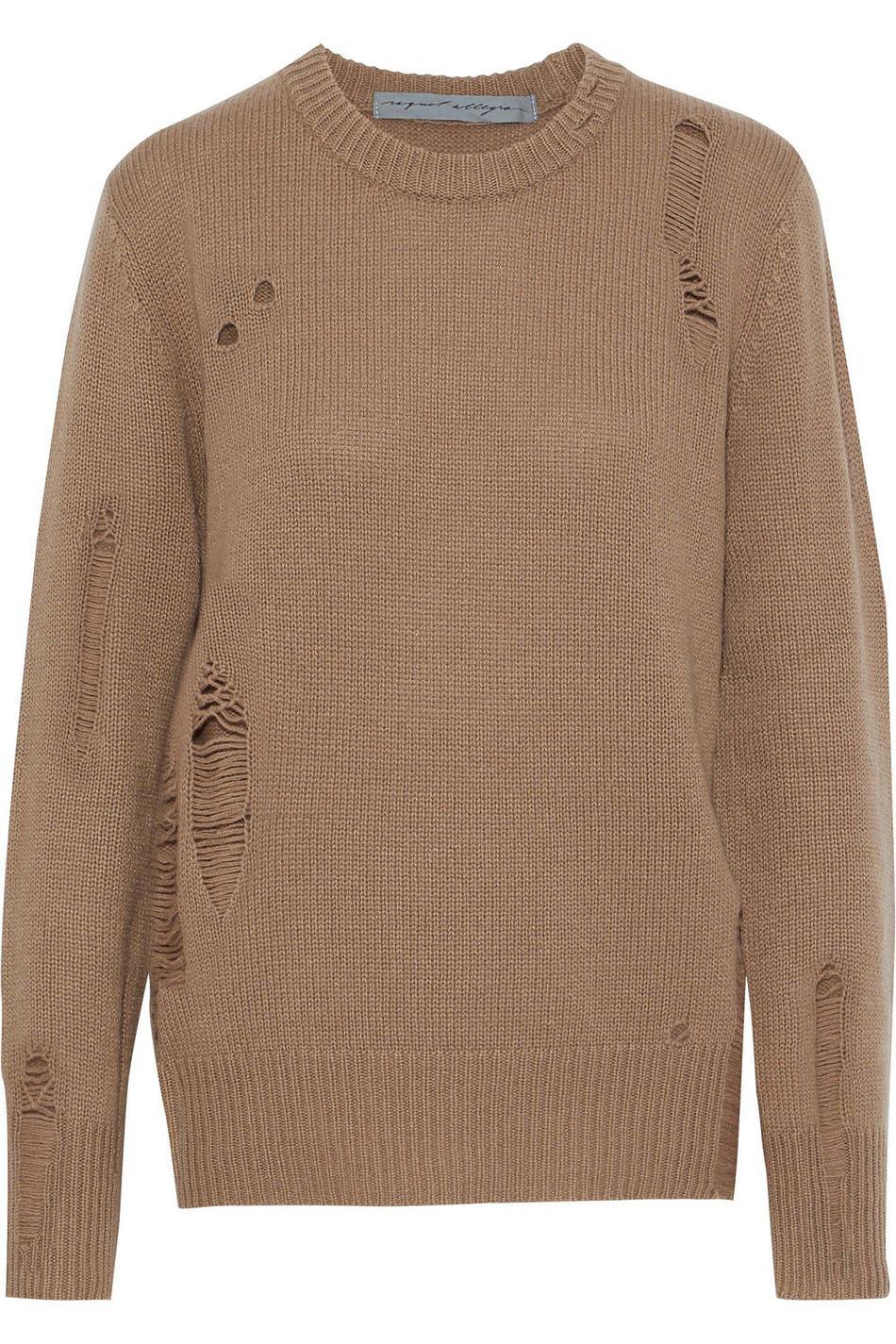 image of RAQUEL ALLEGRA DISTRESSED CASHMERE SWEATER UK 10