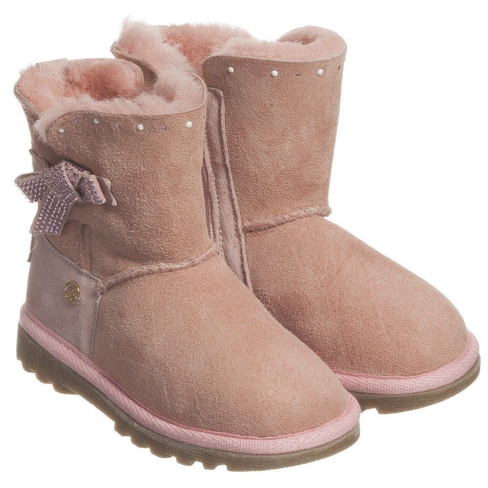 Image of MISS BLUMARINE BABY GIRLS PINK SUEDE DIAMANTE BOOTS EU 24 UK 7