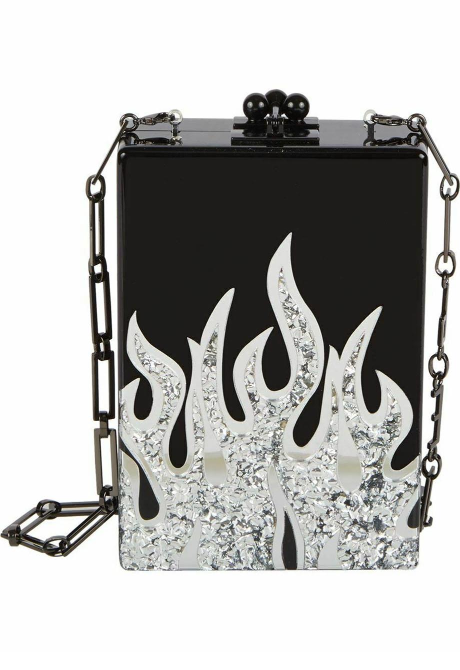 Image of EDIE PARKER CAROL FLAMES ACRYLIC BOX CLUTCH