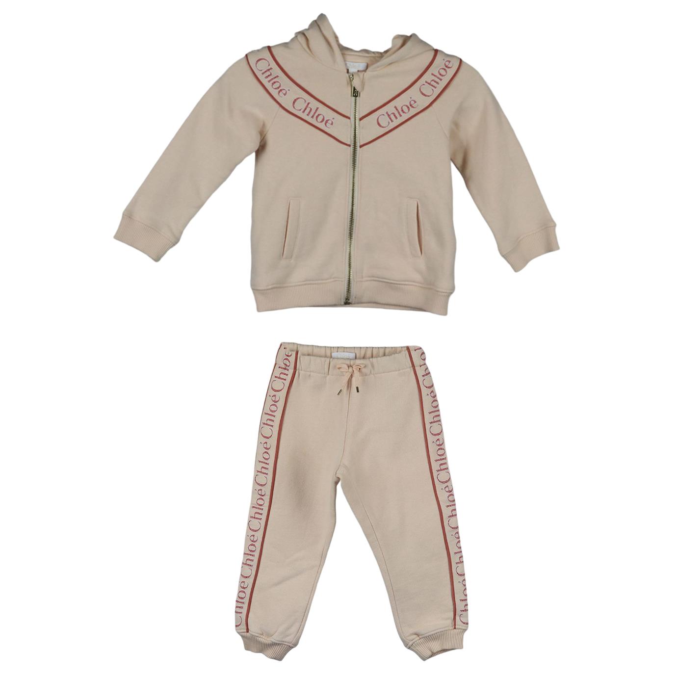 image of CHLOÉ BABY GIRLS LOGO COTTON TRACKSUIT 2 YEARS