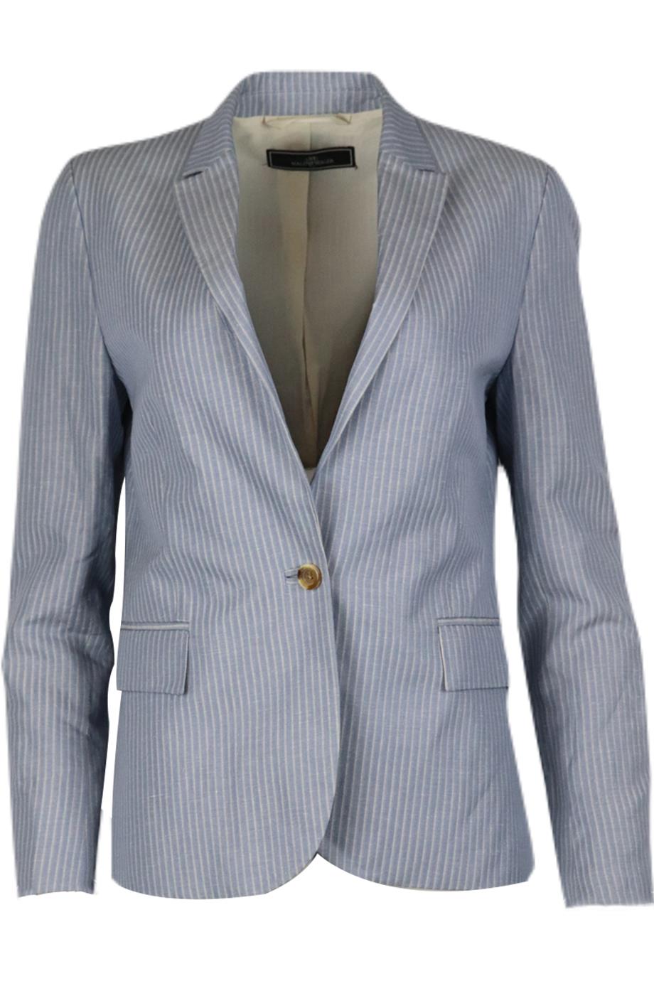 image of BY MALENE BIRGER STRIPED SILK AND LINEN BLEN BLAZER DK 36 UK 10