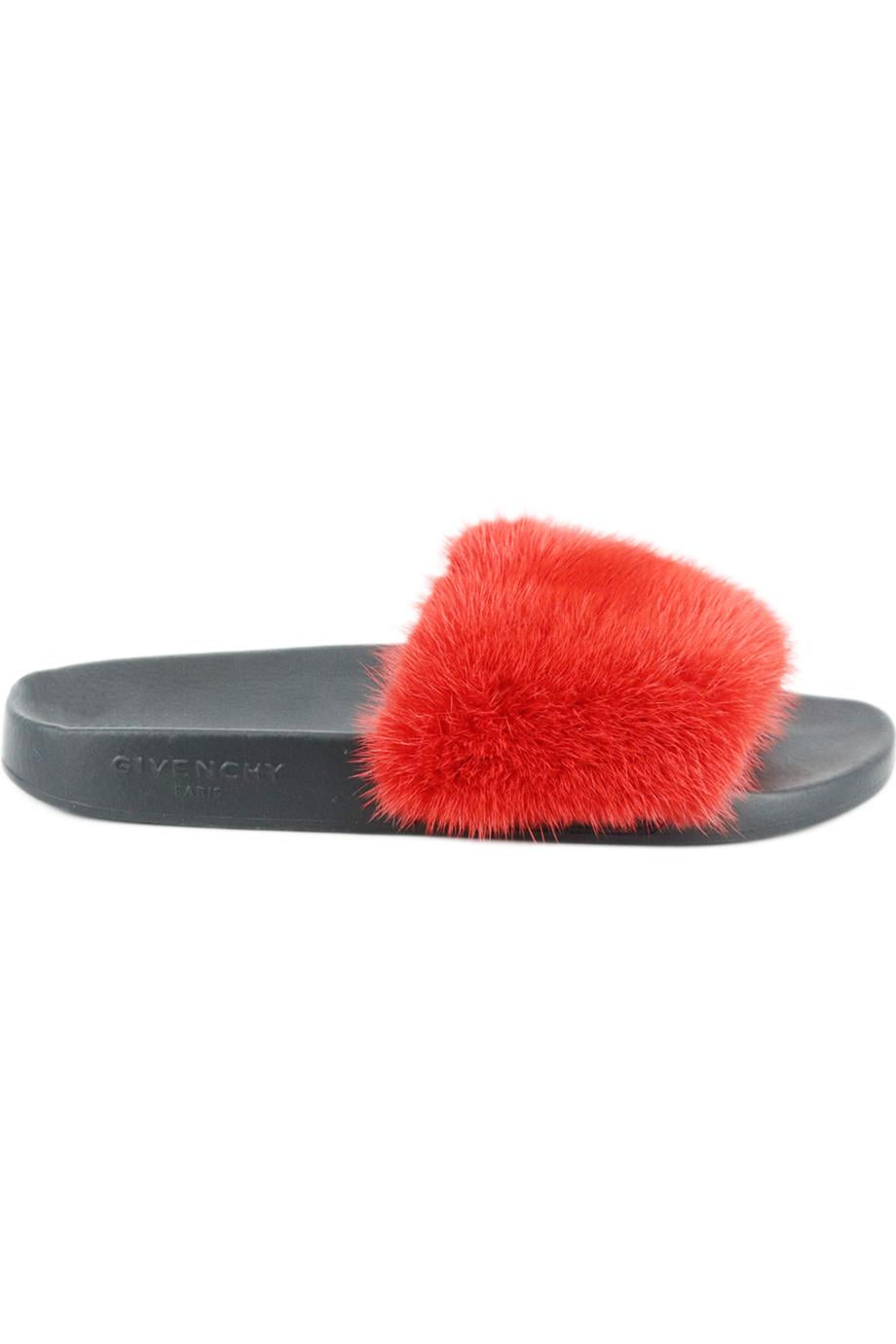 GIVENCHY FUR AND RUBBER SLIDES EU 38 UK 5 US 8 | Nikki Bradford