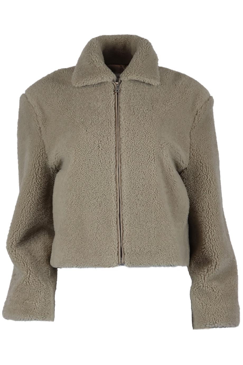 Image of NOUR HAMMOUR CROPPED SHEARLING JACKET FR 36 UK 8