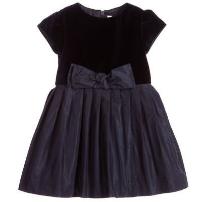 image of IL GUFO BABY GIRLS NAVY BLUE TAFFETA DRESS 3 YEARS