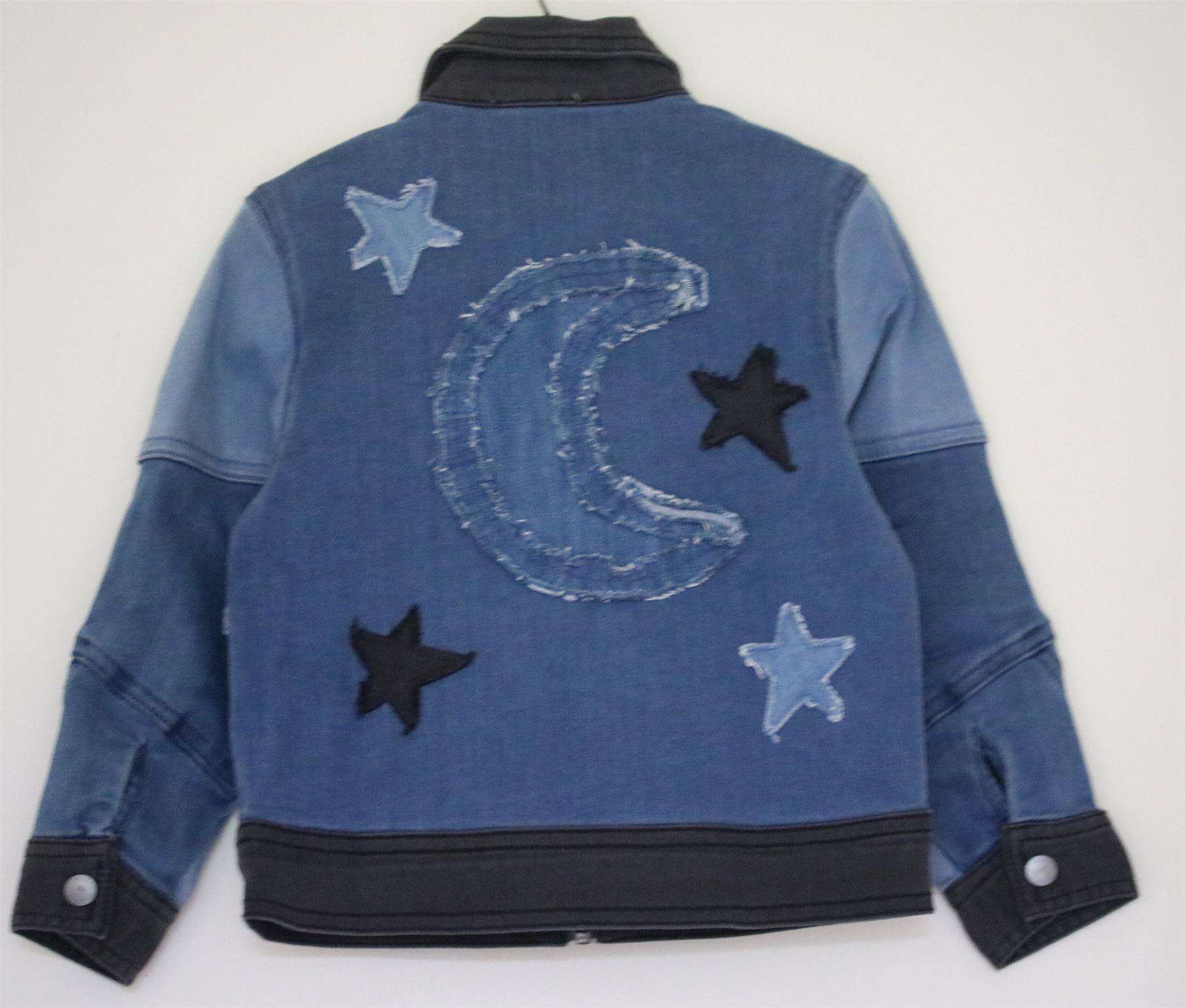 image of STELLA MCCARTNEY KIDS BLACK & BLUE DENIM JACKET 4 YEARS