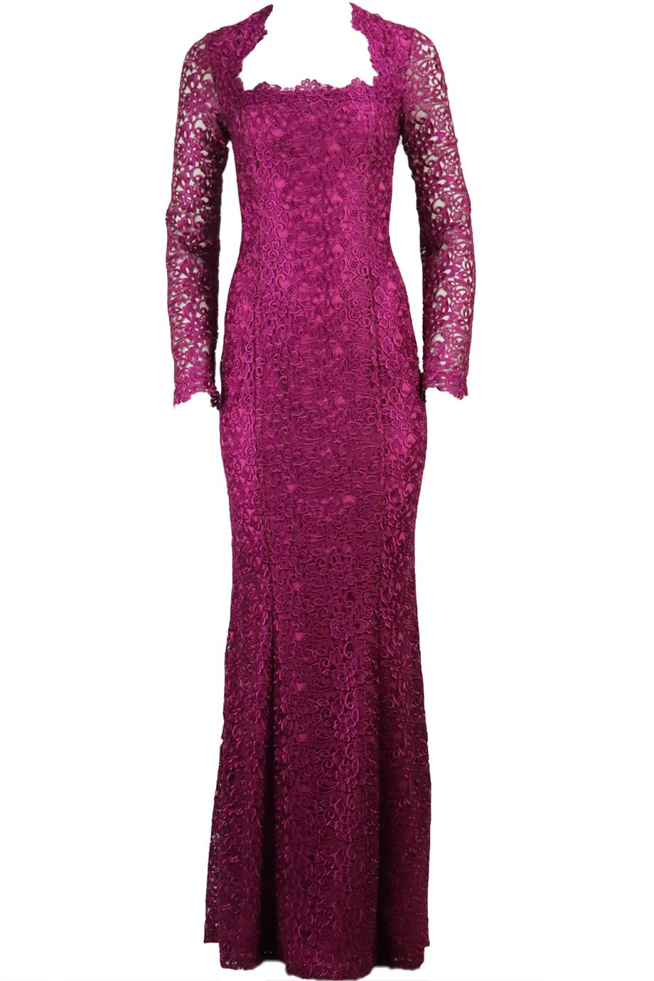 Image of BLUMARINE CORDED LACE GOWN IT 46 UK 14