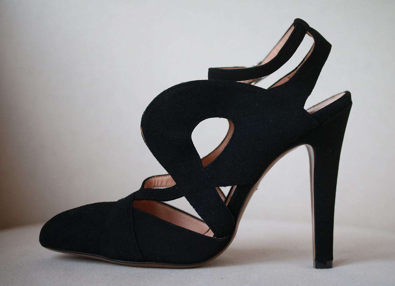 image of KALLISTE SUEDE ANKLE STRAP CUTOUT HEELS EU 40 UK 7 US 10