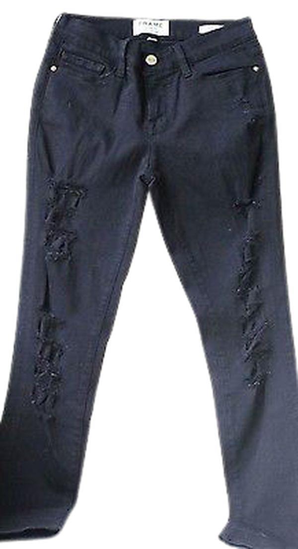 Image of FRAME DENIM LE SKINNY DE JEANNE FILM NOIR DISTRESSED JEANS W26 UK 8