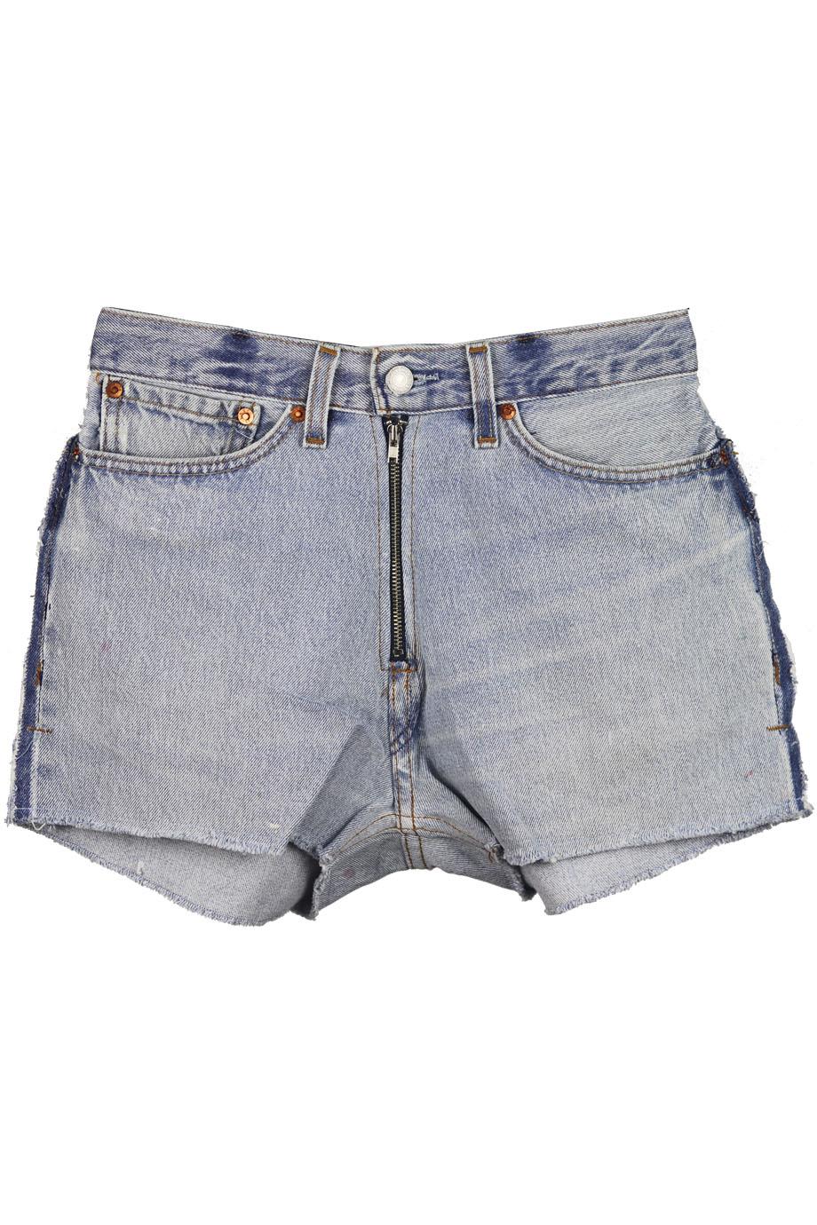 image of RE/DONE DISTRESSED HIGH WAISTED DENIM SHORTS W24 UK 6