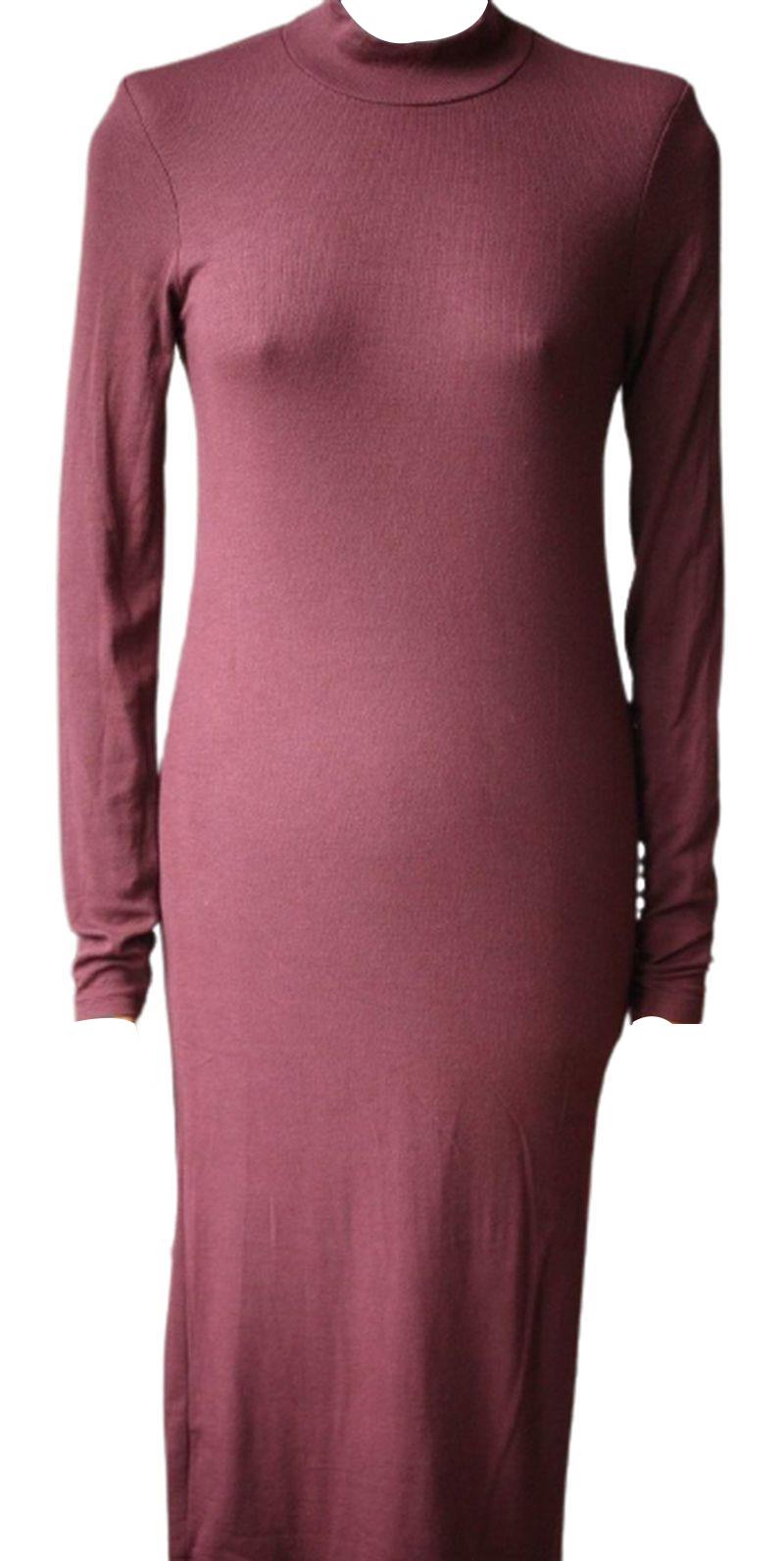 Image of ATM ANTHONY THOMAS MELILLO MOCK NECK RIBBED DRESS MEDIUM