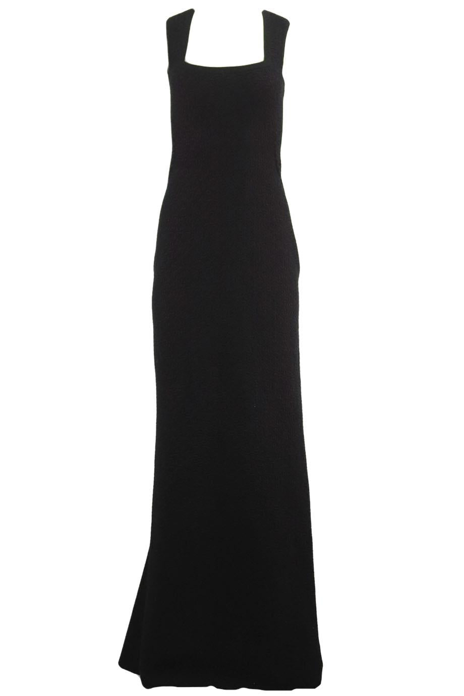 image of AZZEDINE ALAЇA CUTOUT WOOL BLEND MAXI DRESS FR 42 UK 14