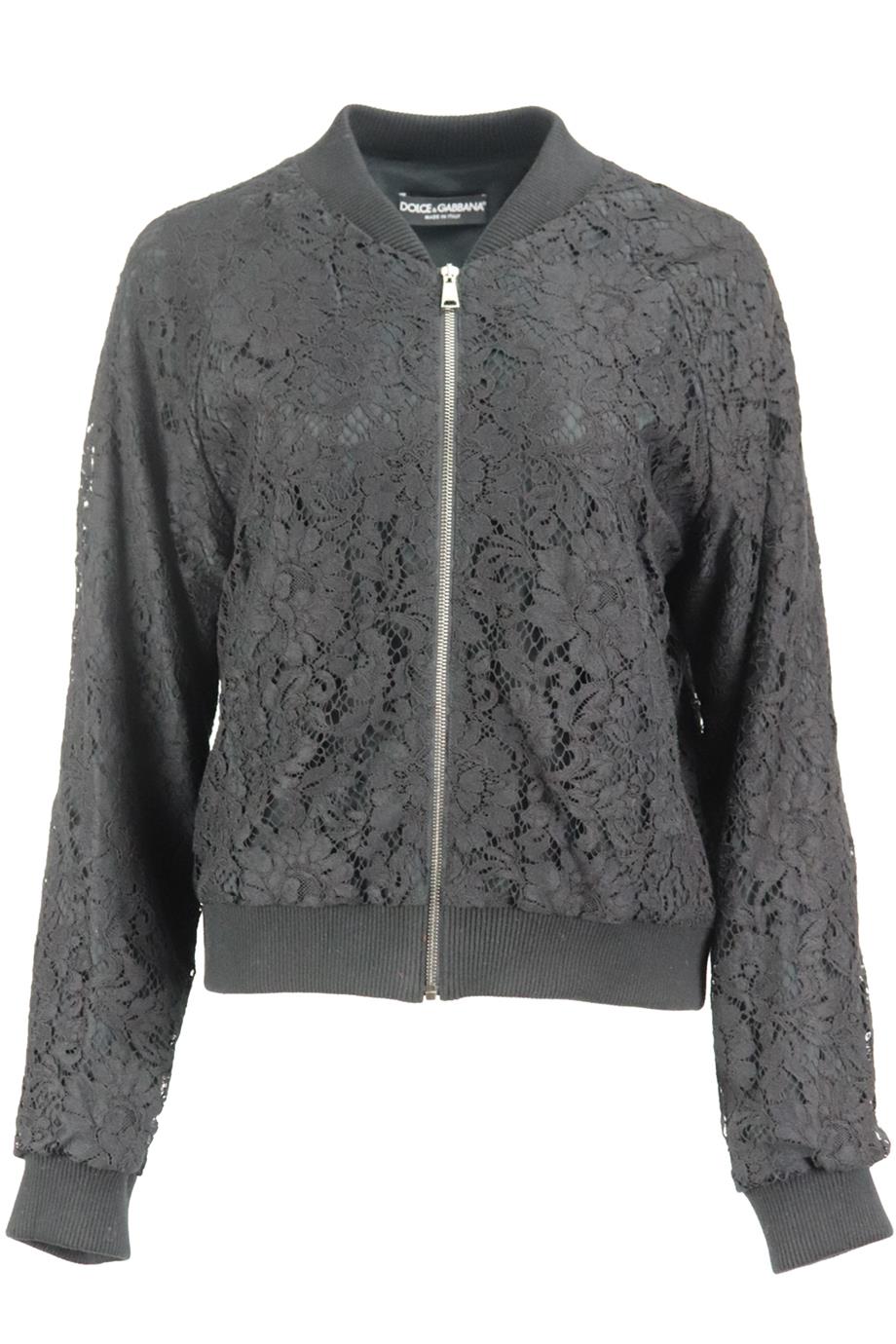 Image of DOLCE AND GABBANA CORDED LACE BOMBER JACKET IT 46 UK 14