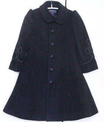 image of RALPH LAUREN BABY BLACK CASHMERE BLEND COAT 2 YEARS