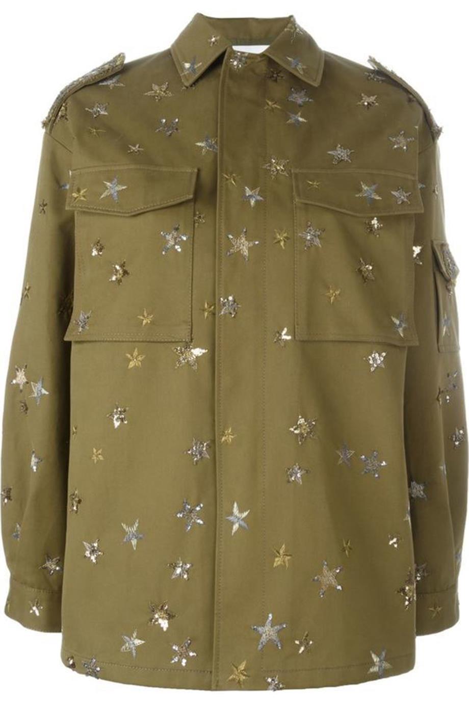 image of VALENTINO OVERSIZED SEQUIN EMBELLISHED COTTON TWILL JACKET IT 36 UK 4