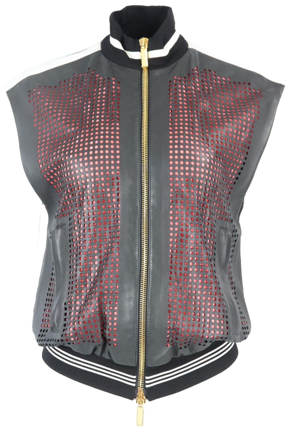 Image of EMANUEL UNGARO PERFORATED LEATHER GILET IT 40 UK 8