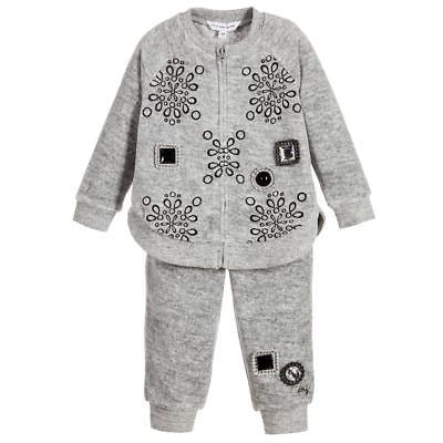 image of LITTLE MARC JACOBS BABY GIRLS GREY VELOUR TRACKSUIT 3 YEARS