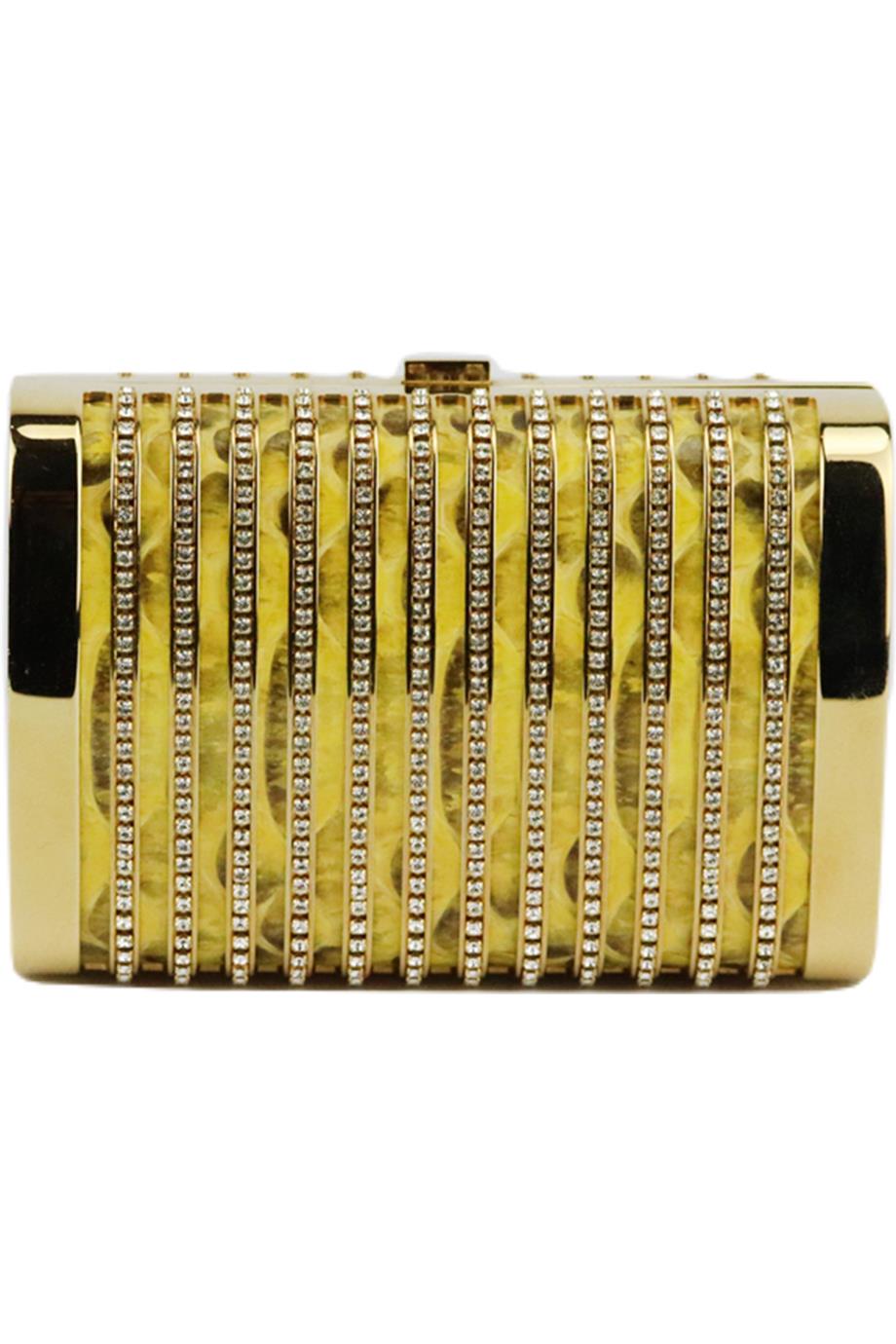 Image of STARK SEDUCTRESS CRYSTAL EMBELLISHED PYTHON BOX CLUTCH