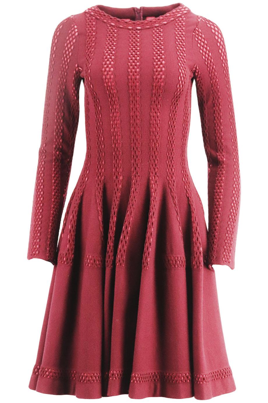 image of AZZEDINE ALAЇA CUTOUT WOOL BLEND MINI DRESS FR 40 UK 12