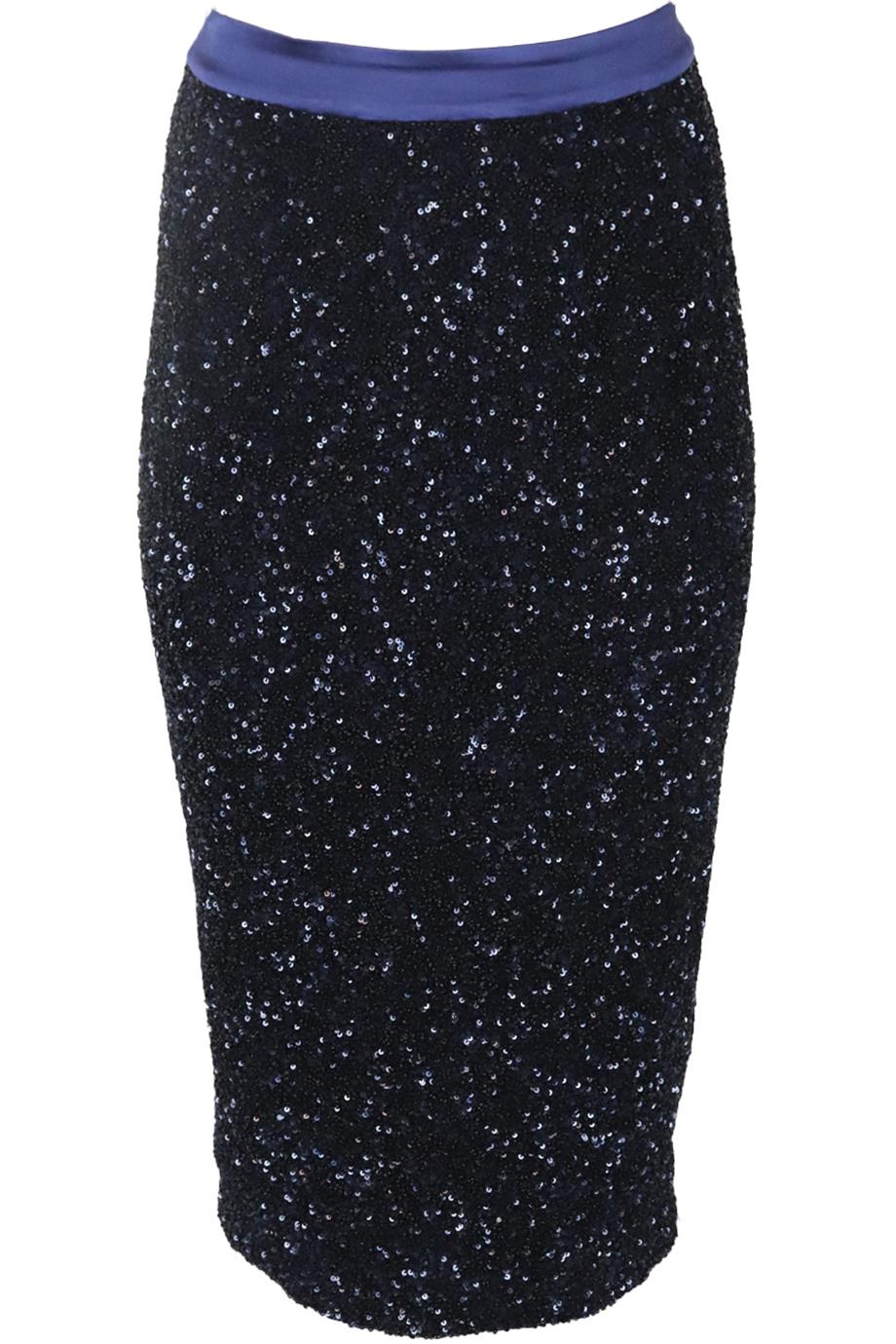 Image of MANISH ARORA SEQUINED CREPE MIDI SKIRT FR 36 UK 8