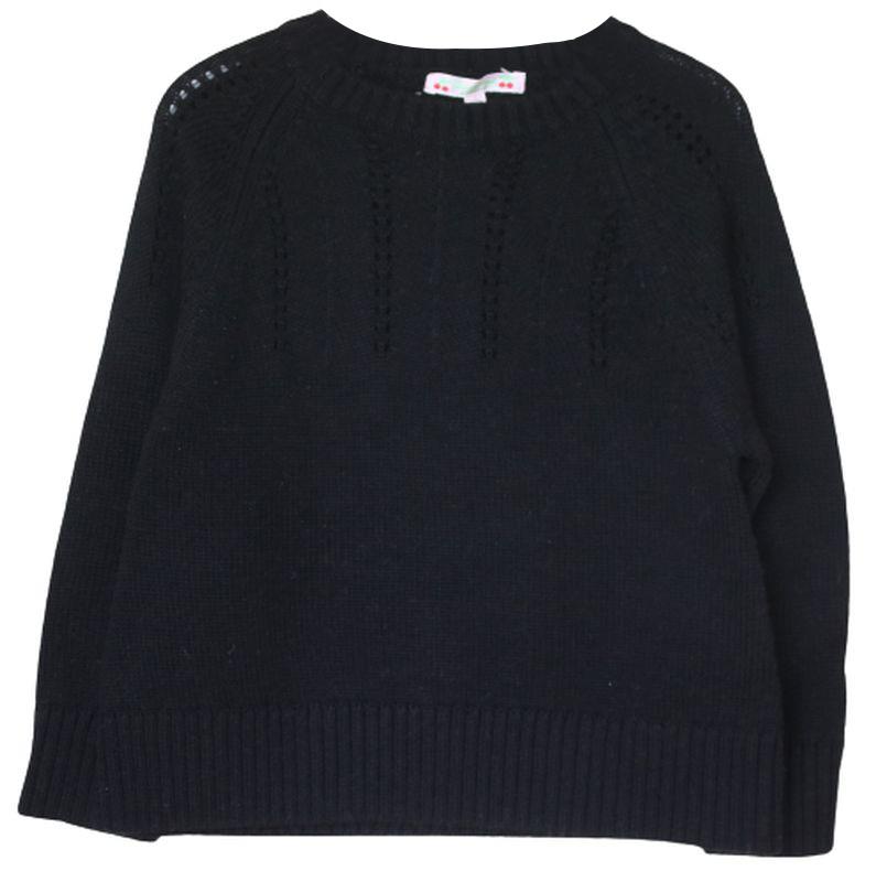 Image of BONPOINT GIRLS BLACK WOOL SWEATER 4 YEARS