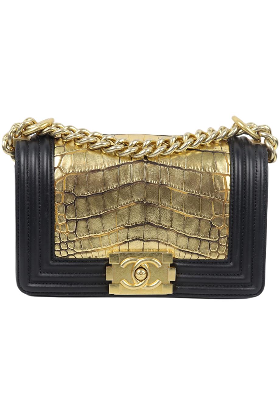 Image of CHANEL 2012 BOY SMALL ALLIGATOR AND LEATHER SHOULDER BAG