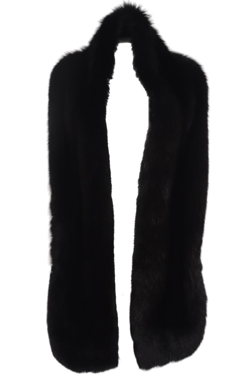 image of BRAND UNKNOWN FOX FUR AND SATIN SCARF