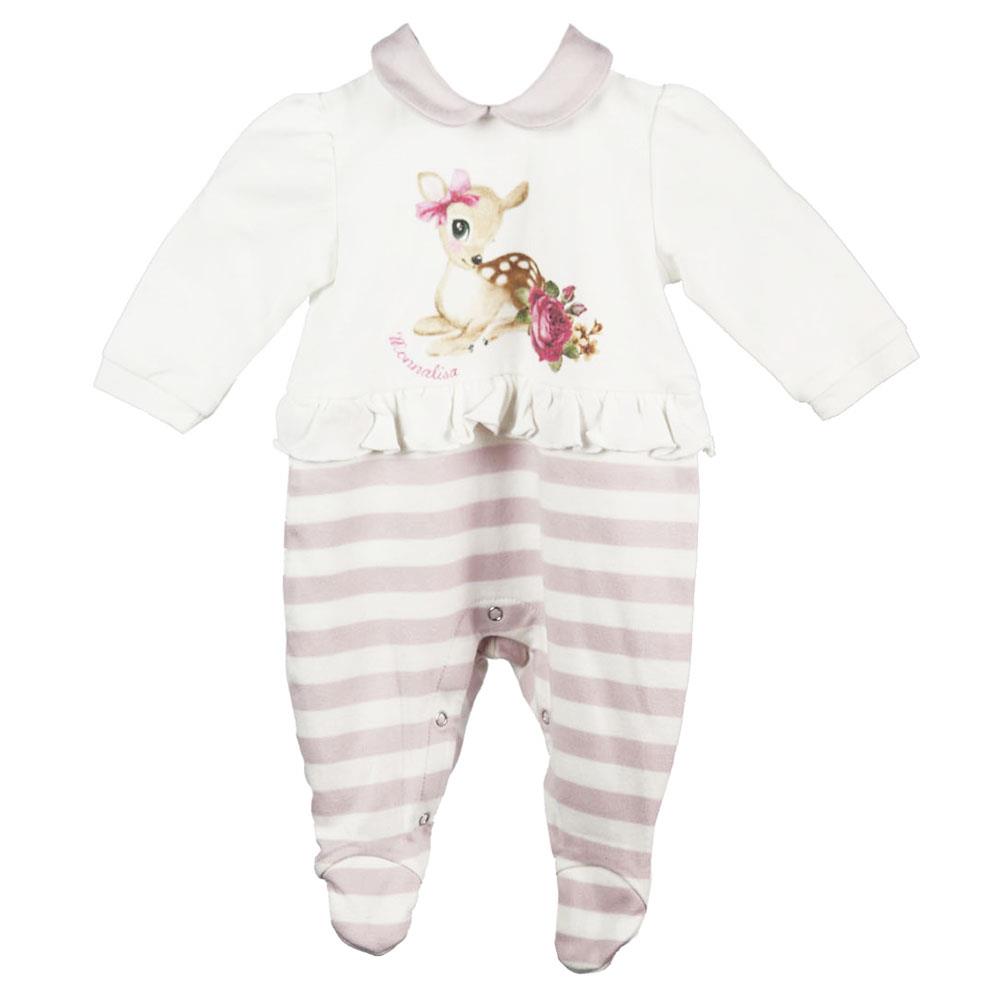 image of MONNALISA BABY GIRLS COTTON BABYGROW 1 MONTH