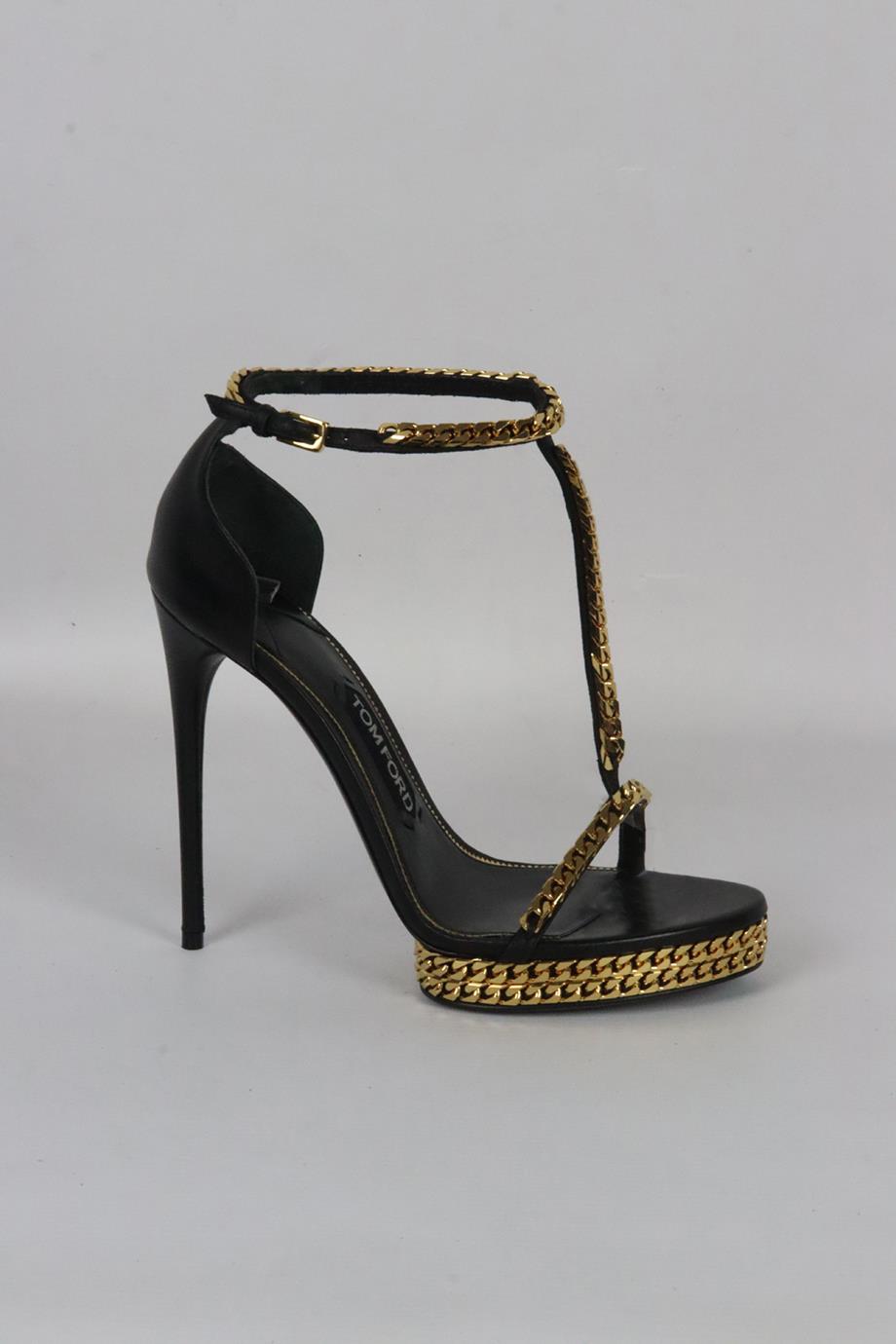 TOM FORD CHAIN DETAILED LEATHER PLATFORM SANDALS EU  UK  US  |  Nikki Bradford