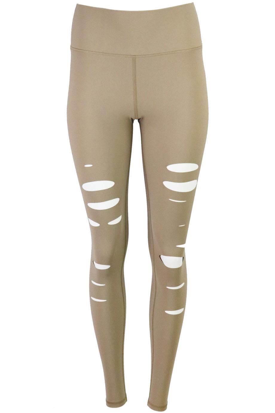 Image of ALO YOGA RIPPED WARRIOR HIGH RISE STRETCH LEGGINGS SMALL