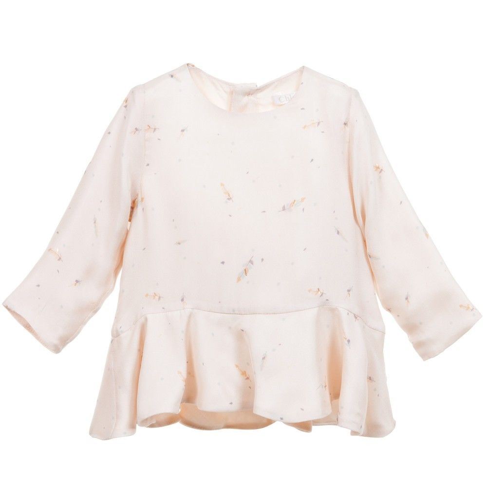 Image of CHLOE BABY IVORY FEATHER PRINT BLOUSE TOP 3 YEARS