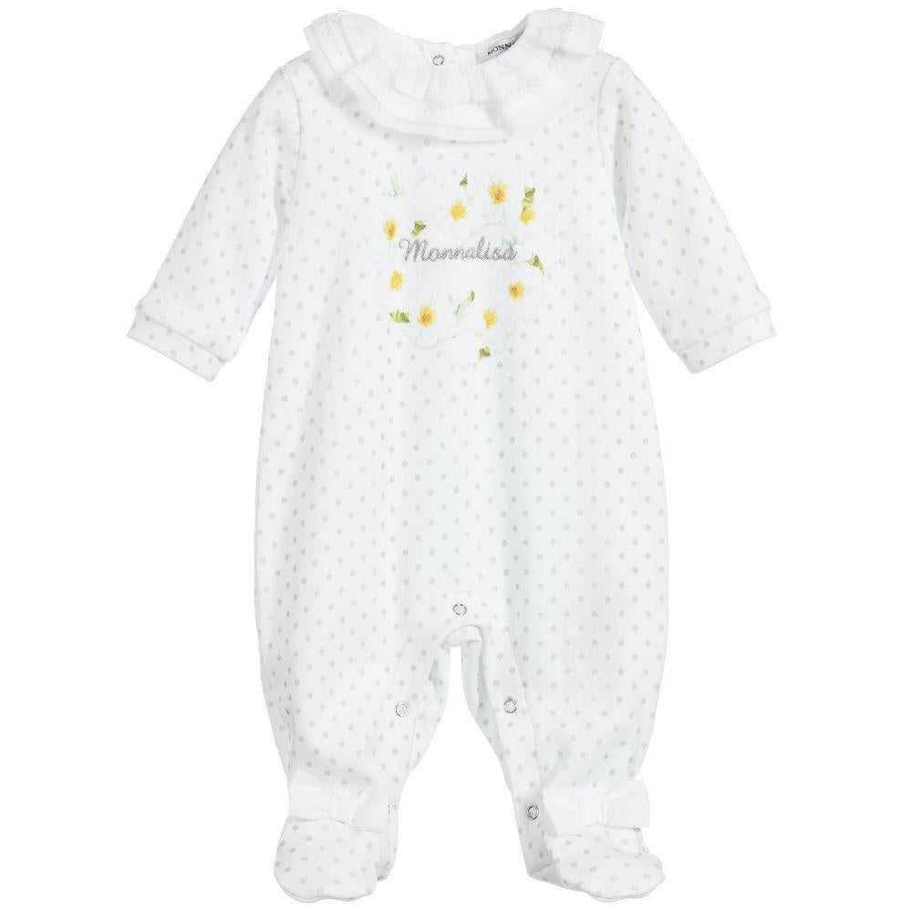 image of MONNALISA BABY GIRLS COTTON JERSEY BABYGROW 1 MONTH