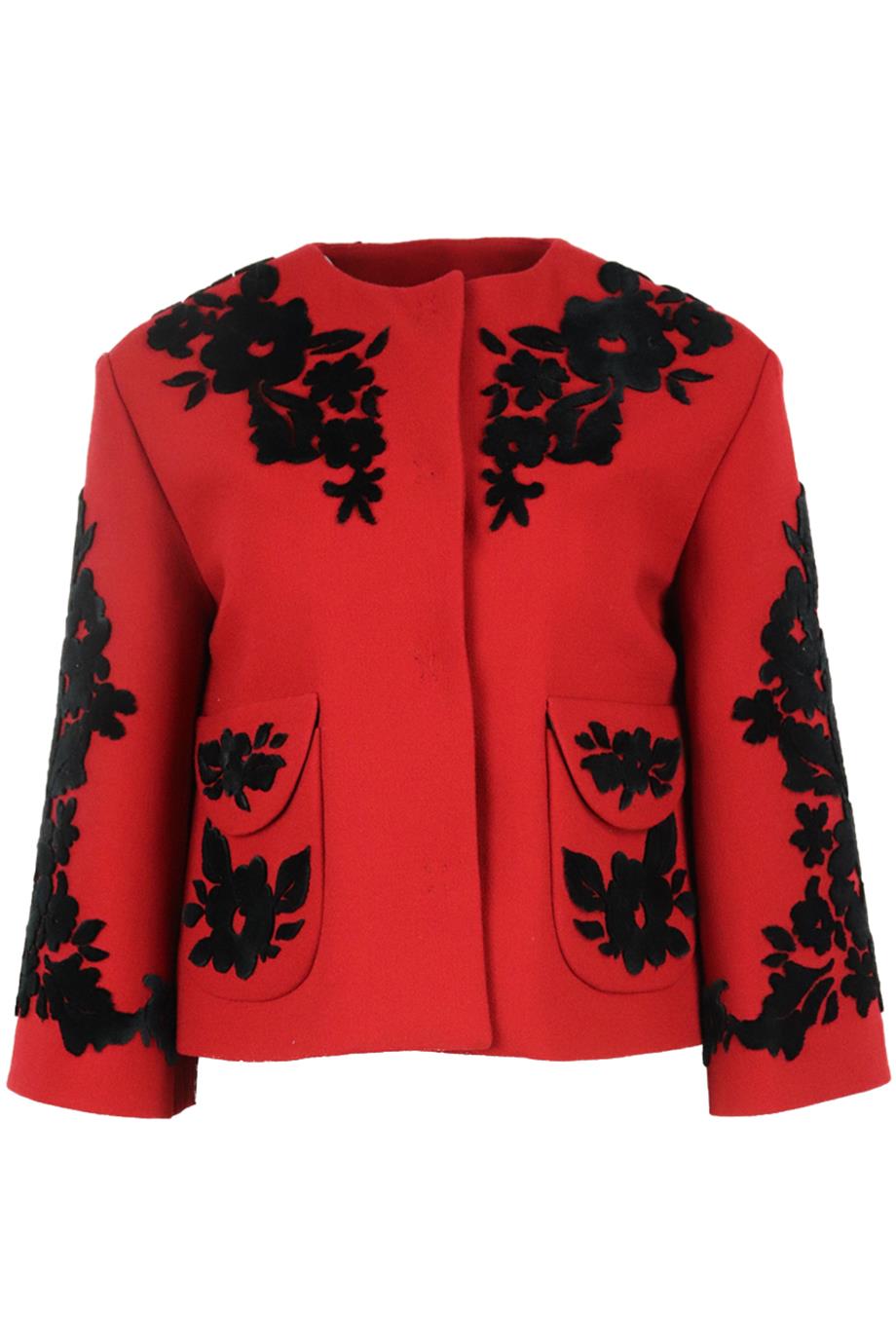 image of DOLCE AND GABBANA VELVET AND WOOL BLEND CREPE JACKET IT 40 UK 8