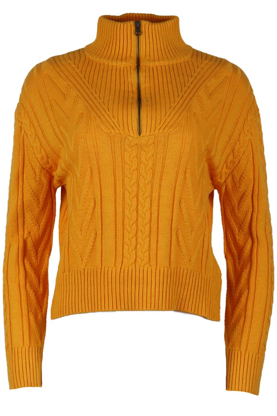 image of MONROW CABLE KNIT COTTON BLEND TURTLENECK SWEATER SMALL