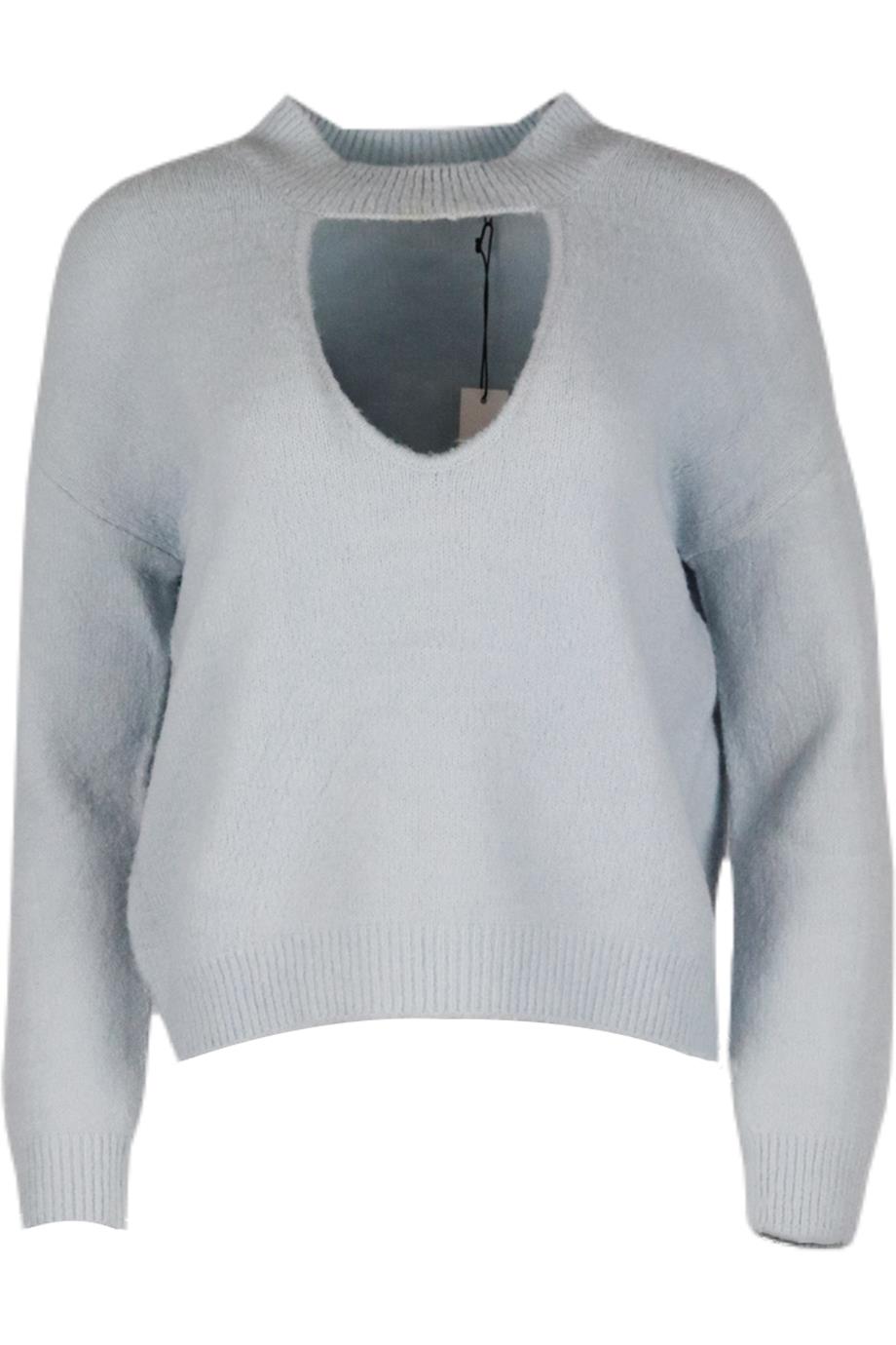 image of ONE GREY DAY CUTOUT BRUSHED KNITTED SWEATER SMALL