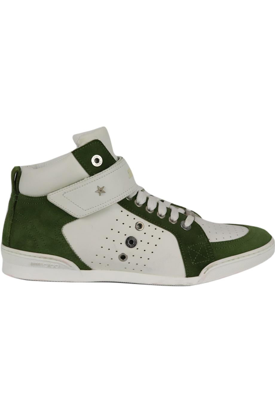 image of JIMMY CHOO MEN'S LEWIS SUEDE AND LEATHER HIGH TOP SNEAKERS EU 43 UK 9 US 10