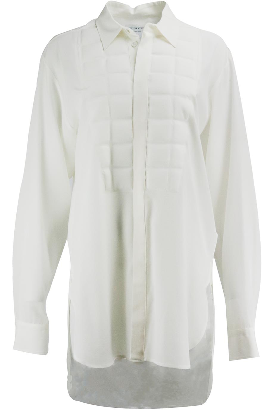 Image of BOTTEGA VENETA QUILTED SILK CREPE DE CHINE SHIRT IT 48 UK 16