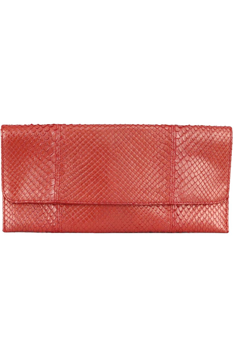 Image of CARLOS FALCHI PYTHON AND LEATHER CLUTCH