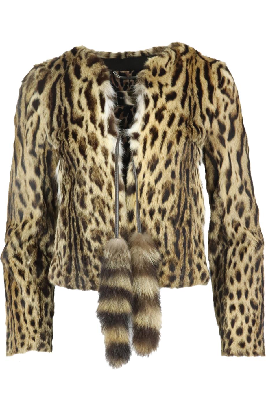 Image of DOLCE AND GABBANA LEOPARD PRINT FUR JACKET IT 40 UK 8