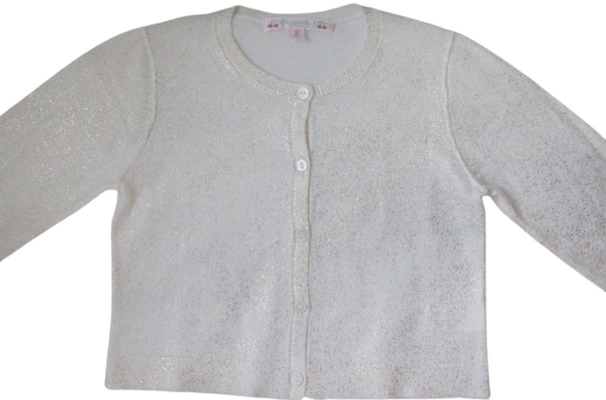 image of BONPOINT BABY CREAM SPARKLE CARDIGAN 2 YEARS