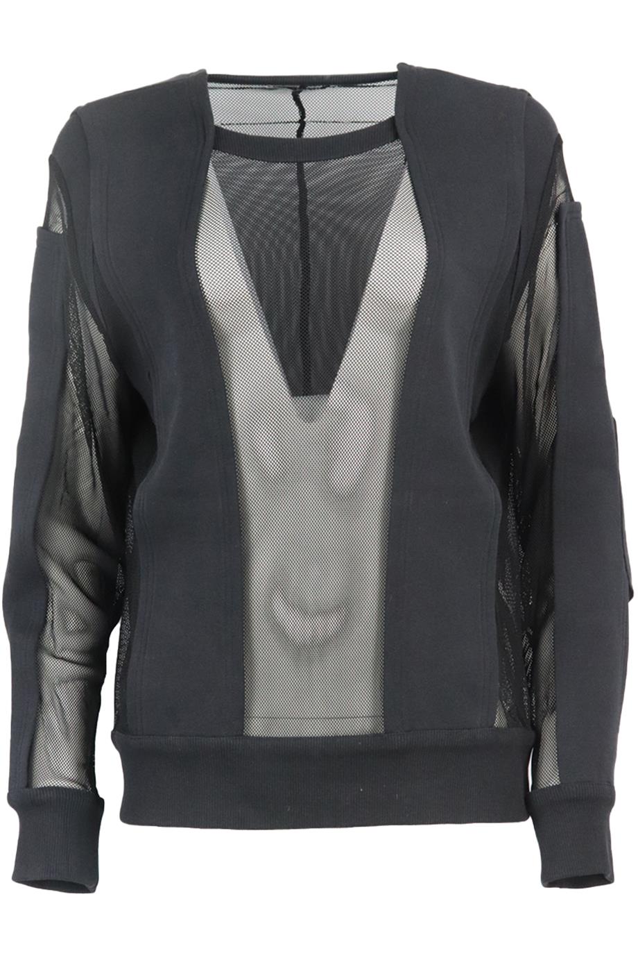 Image of GIVENCHY MESH PANELED COTTON SWEATSHIRT SMALL