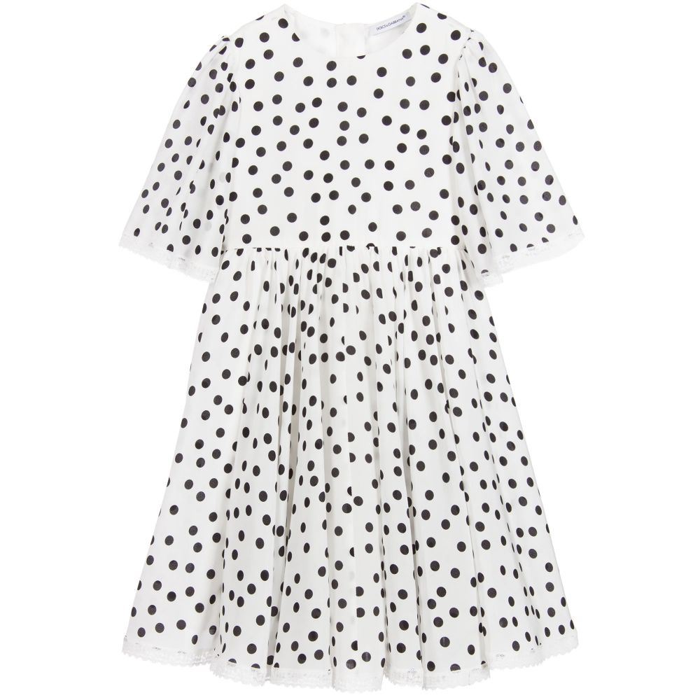 DOLCE & GABBANA GIRLS WHITE POLKA DOT SILK DRESS 4 YEARS | Nikki Bradford