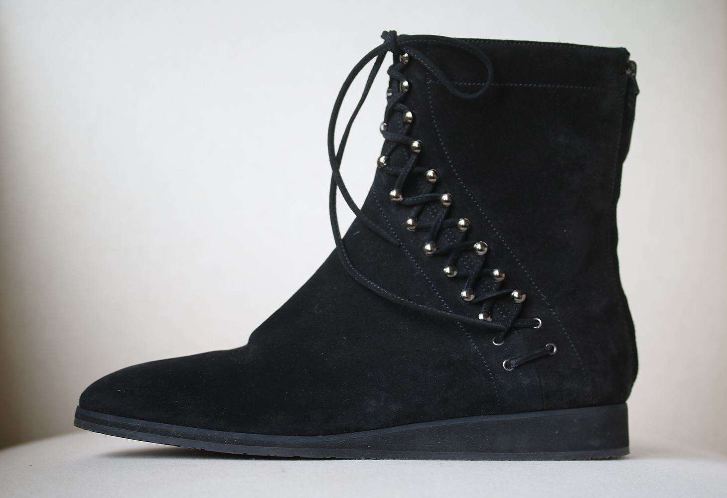 Image of AZZEDINE ALAIA LACE UP SUEDE BOOTS EU 40 UK 7 US 10